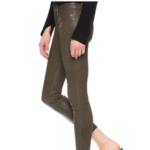 Rag & Bone army green leather pants.